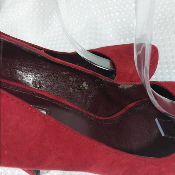 BCBGENERATION! RICH RED VEGAN SUEDE LEATHER PLATFORM STILETTO HEELS! SZ 9.5M - Picture 9 of 12